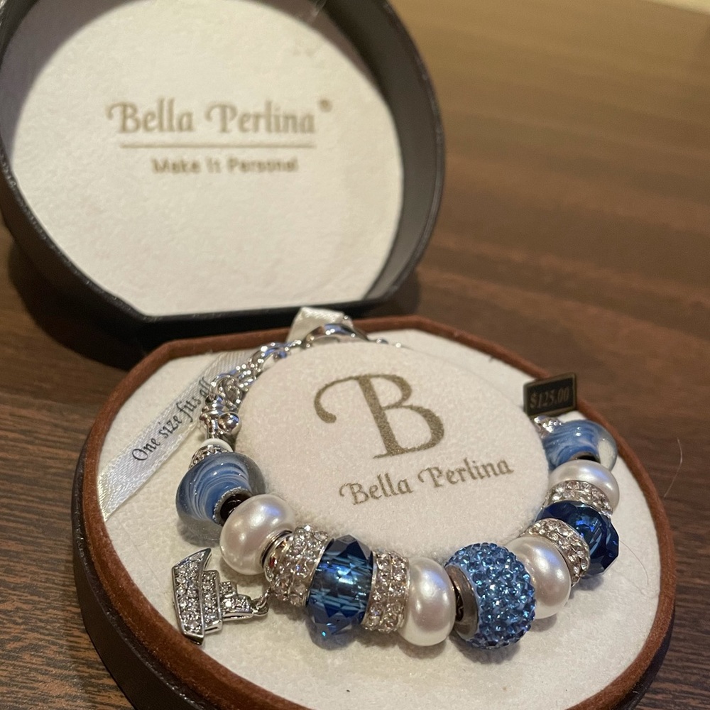 Bella Perlina blue and silver charm bracelet NWT